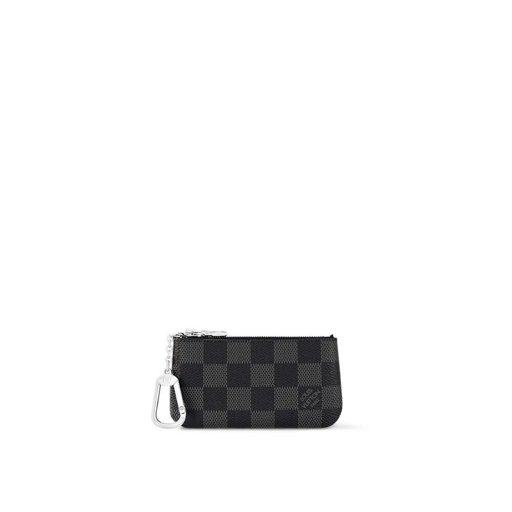 Louis Vuitton Key Pouch B60155 Damier Graphite Canvas Made in France 4.7x2.8x0.6